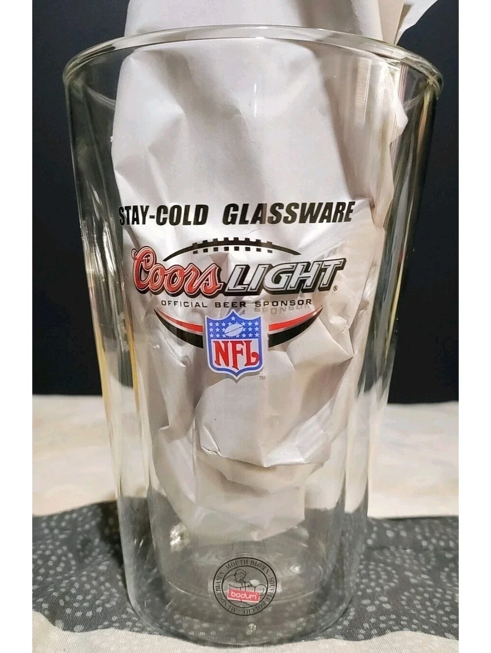 mubod Double Walled Clear Stay Cool Coors Light Football Cup/Pint Glass Sports